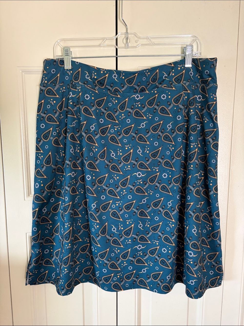 SKORT Activewear Golf Tennis Athleisure Teal Paisley Sporty Casual Stretch XXL